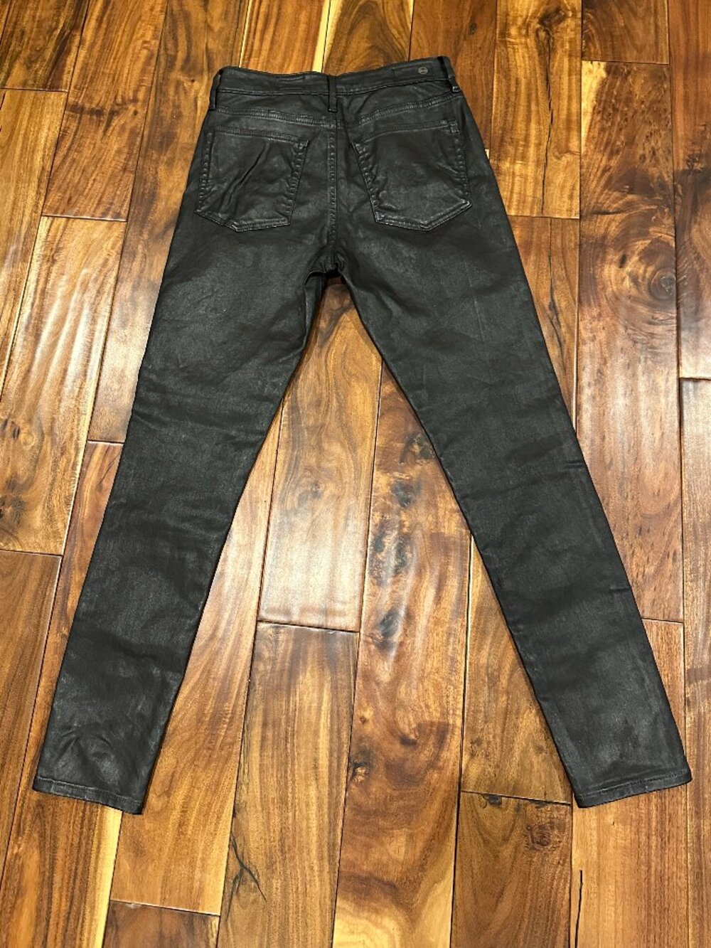 AG FARRAH SKINNY LEATHERETTE BLACK JEANS 26R NWT - Picture 3 of 9